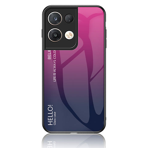 Coque Rebord Contour Silicone et Vitre Miroir Housse Etui Degrade Arc en Ciel LS1 pour Oppo Reno8 Pro+ Plus 5G Rose Rouge