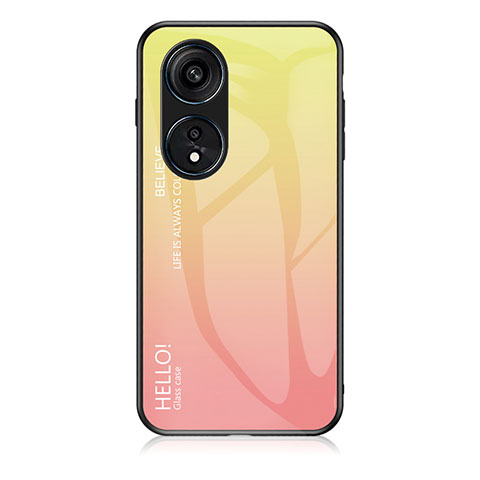 Coque Rebord Contour Silicone et Vitre Miroir Housse Etui Degrade Arc en Ciel LS1 pour Oppo Reno8 T 4G Jaune