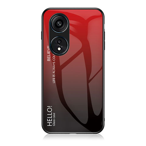 Coque Rebord Contour Silicone et Vitre Miroir Housse Etui Degrade Arc en Ciel LS1 pour Oppo Reno8 T 4G Rouge