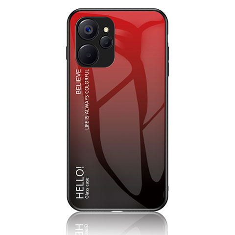 Coque Rebord Contour Silicone et Vitre Miroir Housse Etui Degrade Arc en Ciel LS1 pour Realme 10 5G Rouge