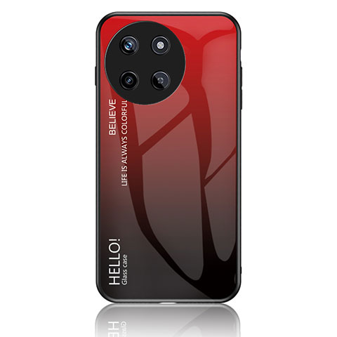 Coque Rebord Contour Silicone et Vitre Miroir Housse Etui Degrade Arc en Ciel LS1 pour Realme 11 4G Rouge