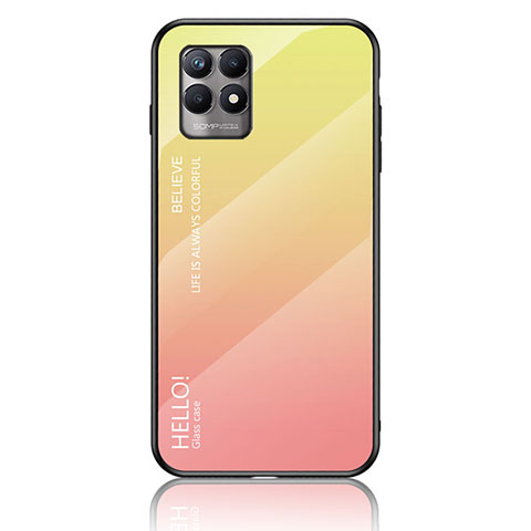 Coque Rebord Contour Silicone et Vitre Miroir Housse Etui Degrade Arc en Ciel LS1 pour Realme 8i Jaune