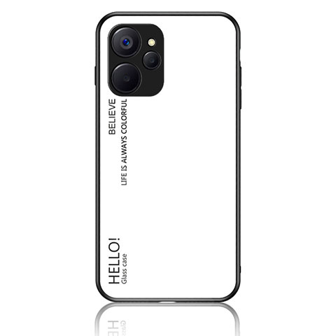 Coque Rebord Contour Silicone et Vitre Miroir Housse Etui Degrade Arc en Ciel LS1 pour Realme 9i 5G Blanc