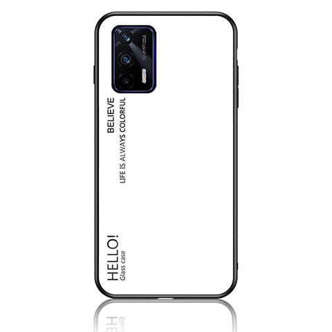 Coque Rebord Contour Silicone et Vitre Miroir Housse Etui Degrade Arc en Ciel LS1 pour Realme GT 5G Blanc