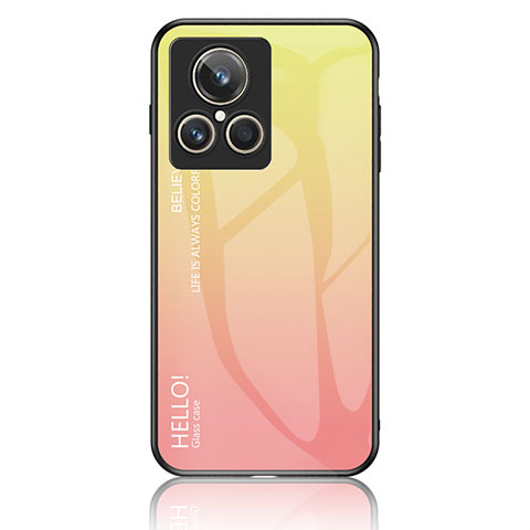 Coque Rebord Contour Silicone et Vitre Miroir Housse Etui Degrade Arc en Ciel LS1 pour Realme GT2 Master Explorer Jaune