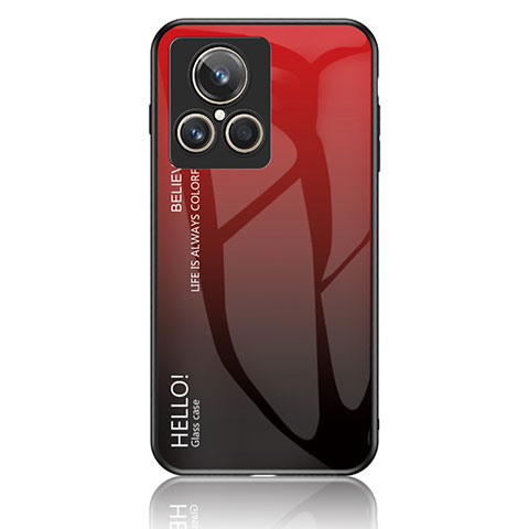 Coque Rebord Contour Silicone et Vitre Miroir Housse Etui Degrade Arc en Ciel LS1 pour Realme GT2 Master Explorer Rouge