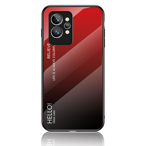 Coque Rebord Contour Silicone et Vitre Miroir Housse Etui Degrade Arc en Ciel LS1 pour Realme GT2 Pro 5G Rouge