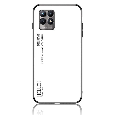 Coque Rebord Contour Silicone et Vitre Miroir Housse Etui Degrade Arc en Ciel LS1 pour Realme Narzo 50 4G Blanc