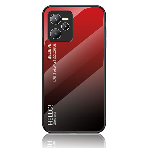 Coque Rebord Contour Silicone et Vitre Miroir Housse Etui Degrade Arc en Ciel LS1 pour Realme Narzo 50A Prime Rouge