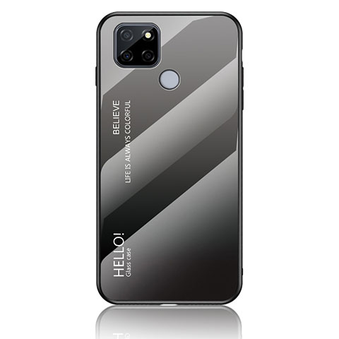 Coque Rebord Contour Silicone et Vitre Miroir Housse Etui Degrade Arc en Ciel LS1 pour Realme Q2i 5G Gris Fonce