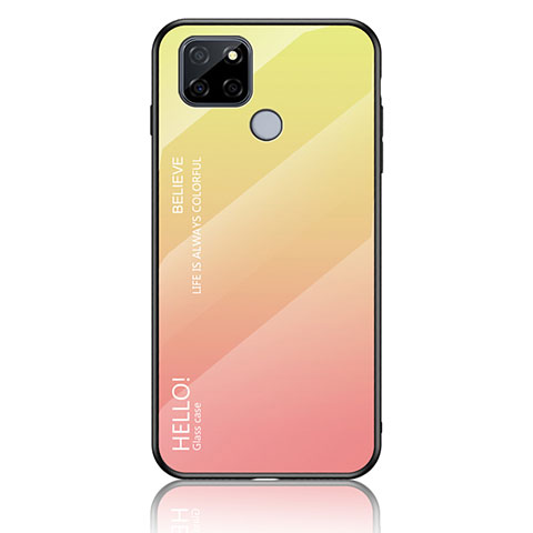 Coque Rebord Contour Silicone et Vitre Miroir Housse Etui Degrade Arc en Ciel LS1 pour Realme Q2i 5G Jaune