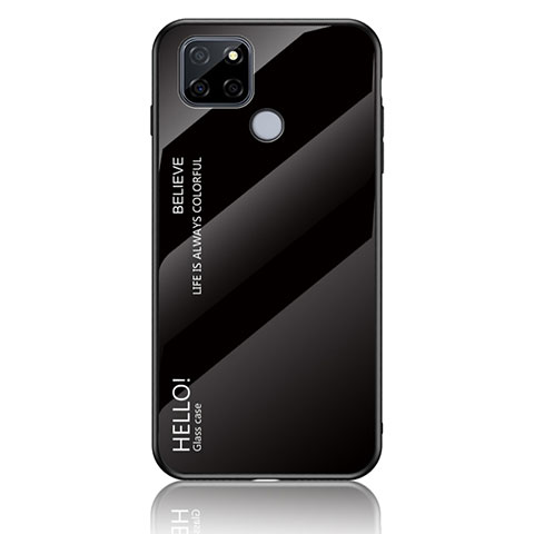 Coque Rebord Contour Silicone et Vitre Miroir Housse Etui Degrade Arc en Ciel LS1 pour Realme V3 5G Noir