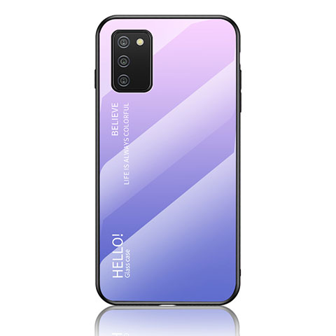 Coque Rebord Contour Silicone et Vitre Miroir Housse Etui Degrade Arc en Ciel LS1 pour Samsung Galaxy A02s Violet Clair