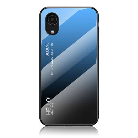 Coque Rebord Contour Silicone et Vitre Miroir Housse Etui Degrade Arc en Ciel LS1 pour Samsung Galaxy A03 Core Bleu