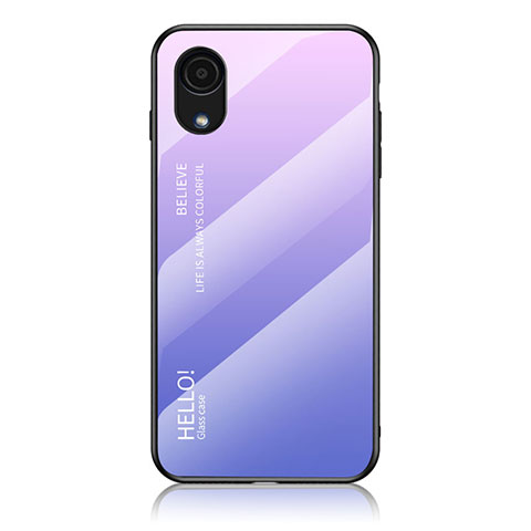 Coque Rebord Contour Silicone et Vitre Miroir Housse Etui Degrade Arc en Ciel LS1 pour Samsung Galaxy A03 Core Violet Clair