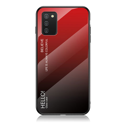 Coque Rebord Contour Silicone et Vitre Miroir Housse Etui Degrade Arc en Ciel LS1 pour Samsung Galaxy A03s Rouge