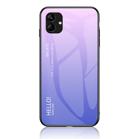 Coque Rebord Contour Silicone et Vitre Miroir Housse Etui Degrade Arc en Ciel LS1 pour Samsung Galaxy A04 4G Violet Clair