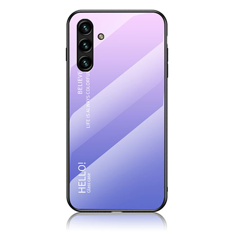 Coque Rebord Contour Silicone et Vitre Miroir Housse Etui Degrade Arc en Ciel LS1 pour Samsung Galaxy A13 5G Violet Clair