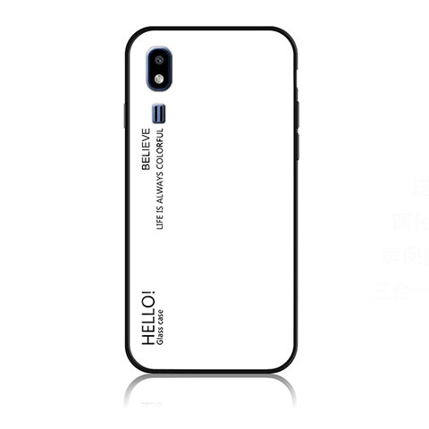 Coque Rebord Contour Silicone et Vitre Miroir Housse Etui Degrade Arc en Ciel LS1 pour Samsung Galaxy A2 Core A260F A260G Blanc