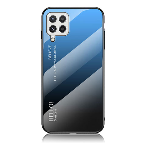 Coque Rebord Contour Silicone et Vitre Miroir Housse Etui Degrade Arc en Ciel LS1 pour Samsung Galaxy A22 4G Bleu