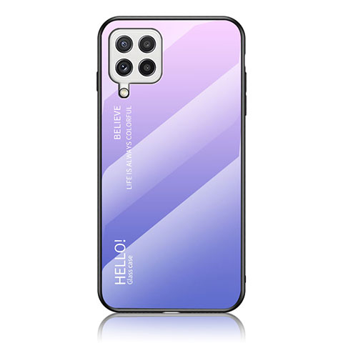 Coque Rebord Contour Silicone et Vitre Miroir Housse Etui Degrade Arc en Ciel LS1 pour Samsung Galaxy A22 4G Violet Clair