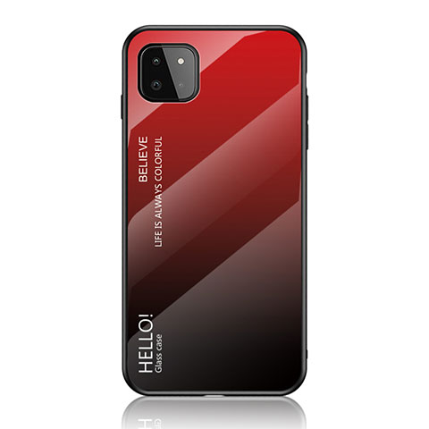 Coque Rebord Contour Silicone et Vitre Miroir Housse Etui Degrade Arc en Ciel LS1 pour Samsung Galaxy A22s 5G Rouge