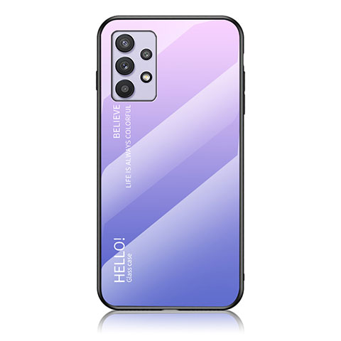 Coque Rebord Contour Silicone et Vitre Miroir Housse Etui Degrade Arc en Ciel LS1 pour Samsung Galaxy A32 4G Violet Clair