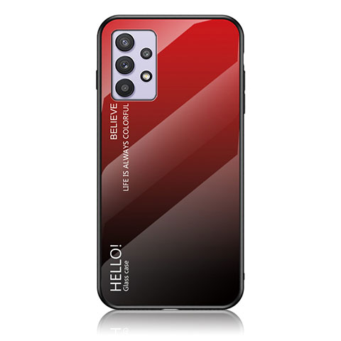 Coque Rebord Contour Silicone et Vitre Miroir Housse Etui Degrade Arc en Ciel LS1 pour Samsung Galaxy A32 5G Rouge