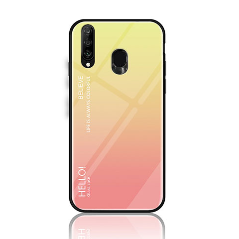 Coque Rebord Contour Silicone et Vitre Miroir Housse Etui Degrade Arc en Ciel LS1 pour Samsung Galaxy A40s Jaune