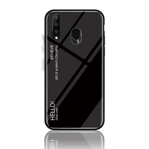 Coque Rebord Contour Silicone et Vitre Miroir Housse Etui Degrade Arc en Ciel LS1 pour Samsung Galaxy A40s Noir