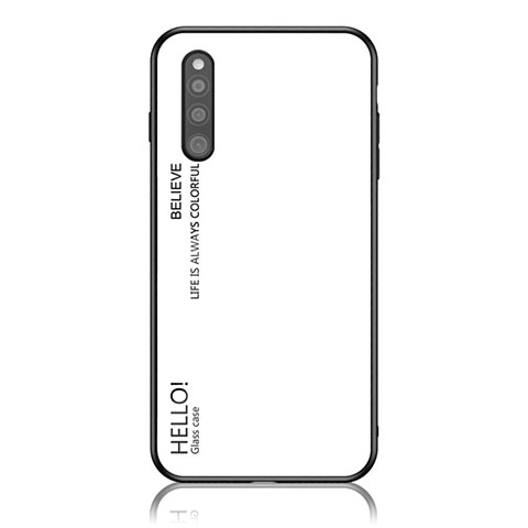 Coque Rebord Contour Silicone et Vitre Miroir Housse Etui Degrade Arc en Ciel LS1 pour Samsung Galaxy A41 SC-41A Blanc