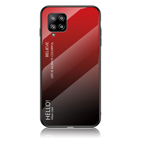 Coque Rebord Contour Silicone et Vitre Miroir Housse Etui Degrade Arc en Ciel LS1 pour Samsung Galaxy A42 5G Rouge