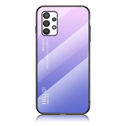 Coque Rebord Contour Silicone et Vitre Miroir Housse Etui Degrade Arc en Ciel LS1 pour Samsung Galaxy A53 5G Violet Clair