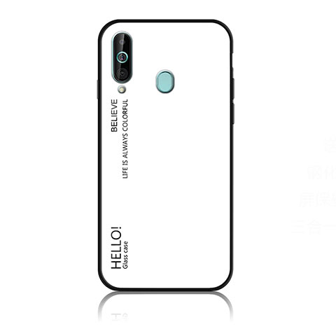 Coque Rebord Contour Silicone et Vitre Miroir Housse Etui Degrade Arc en Ciel LS1 pour Samsung Galaxy A60 Blanc