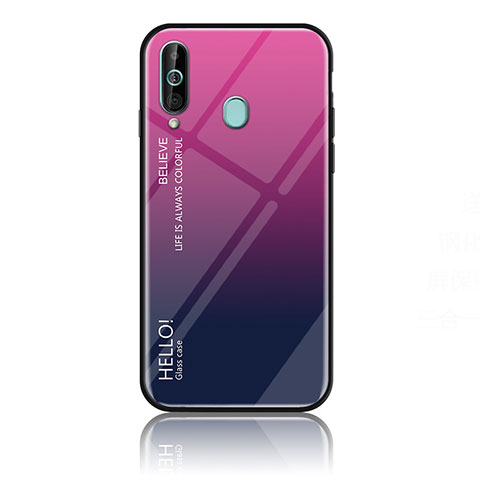 Coque Rebord Contour Silicone et Vitre Miroir Housse Etui Degrade Arc en Ciel LS1 pour Samsung Galaxy A60 Rose Rouge