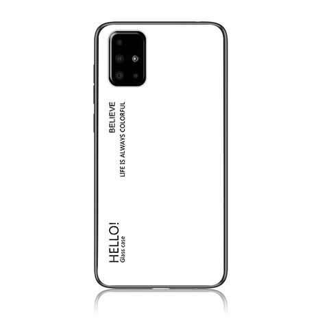 Coque Rebord Contour Silicone et Vitre Miroir Housse Etui Degrade Arc en Ciel LS1 pour Samsung Galaxy A71 5G Blanc