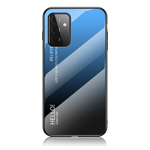Coque Rebord Contour Silicone et Vitre Miroir Housse Etui Degrade Arc en Ciel LS1 pour Samsung Galaxy A72 4G Bleu