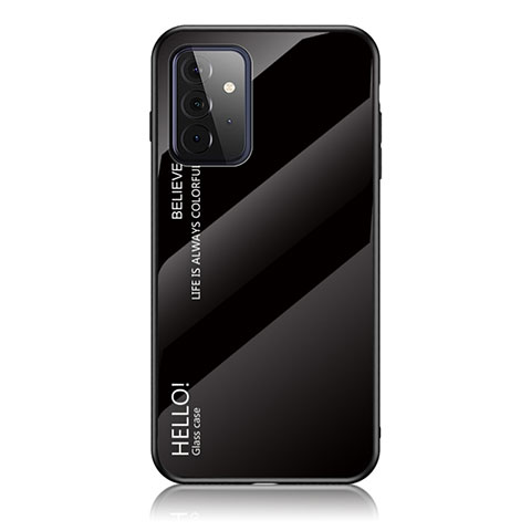 Coque Rebord Contour Silicone et Vitre Miroir Housse Etui Degrade Arc en Ciel LS1 pour Samsung Galaxy A72 4G Noir
