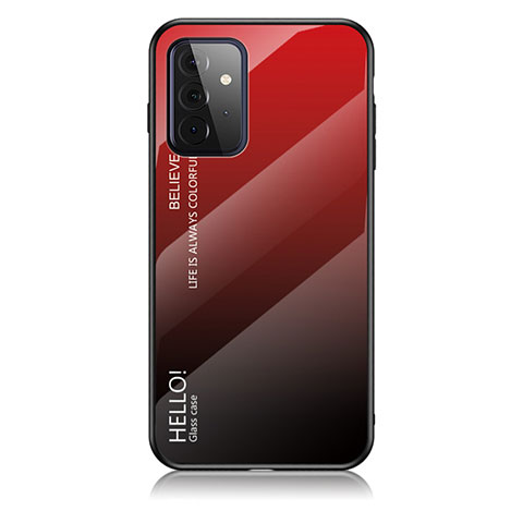 Coque Rebord Contour Silicone et Vitre Miroir Housse Etui Degrade Arc en Ciel LS1 pour Samsung Galaxy A72 4G Rouge