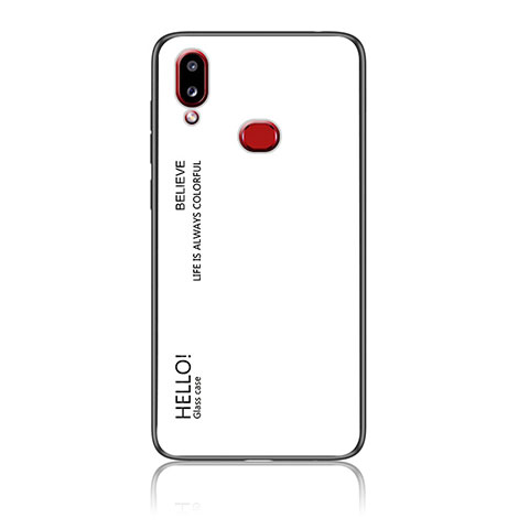 Coque Rebord Contour Silicone et Vitre Miroir Housse Etui Degrade Arc en Ciel LS1 pour Samsung Galaxy M01s Blanc