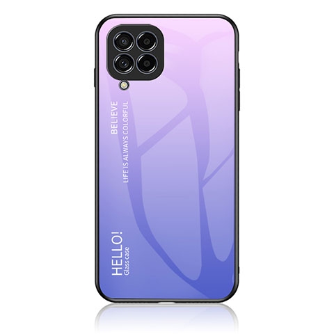 Coque Rebord Contour Silicone et Vitre Miroir Housse Etui Degrade Arc en Ciel LS1 pour Samsung Galaxy M53 5G Violet Clair