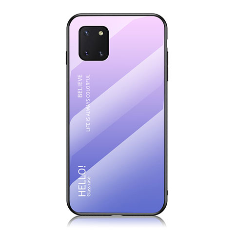 Coque Rebord Contour Silicone et Vitre Miroir Housse Etui Degrade Arc en Ciel LS1 pour Samsung Galaxy Note 10 Lite Violet Clair