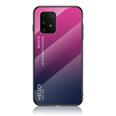 Coque Rebord Contour Silicone et Vitre Miroir Housse Etui Degrade Arc en Ciel LS1 pour Samsung Galaxy S10 Lite Rose Rouge