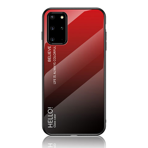 Coque Rebord Contour Silicone et Vitre Miroir Housse Etui Degrade Arc en Ciel LS1 pour Samsung Galaxy S20 Plus 5G Rouge