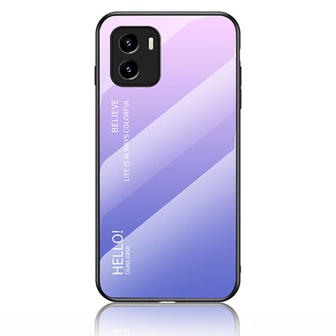 Coque Rebord Contour Silicone et Vitre Miroir Housse Etui Degrade Arc en Ciel LS1 pour Vivo iQOO U5x Violet Clair