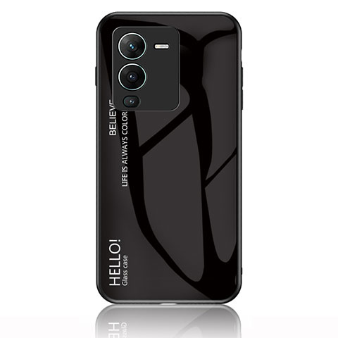 Coque Rebord Contour Silicone et Vitre Miroir Housse Etui Degrade Arc en Ciel LS1 pour Vivo V25 Pro 5G Noir