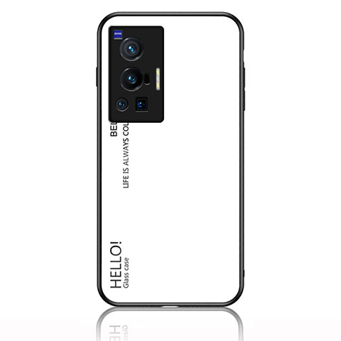 Coque Rebord Contour Silicone et Vitre Miroir Housse Etui Degrade Arc en Ciel LS1 pour Vivo X70 Pro 5G Blanc