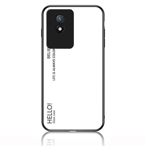 Coque Rebord Contour Silicone et Vitre Miroir Housse Etui Degrade Arc en Ciel LS1 pour Vivo Y02 Blanc