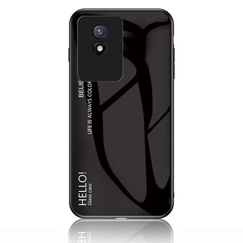 Coque Rebord Contour Silicone et Vitre Miroir Housse Etui Degrade Arc en Ciel LS1 pour Vivo Y02 Noir