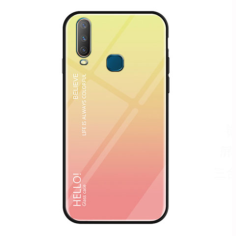 Coque Rebord Contour Silicone et Vitre Miroir Housse Etui Degrade Arc en Ciel LS1 pour Vivo Y11 Jaune